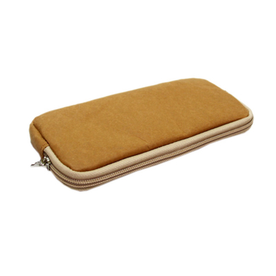 Factory Manufacture recycle washable kraft paper zip clutch bag travel organizer bag