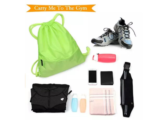 Waterproof Gym Custom Made Backpacks 420D Nylon Drawstring Backpack With Pocket