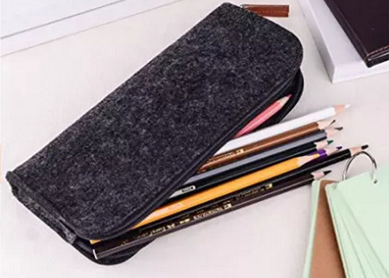 Dark Gray Felt Pencil Pouch Bag Round Shape Pencil Bags For Teens