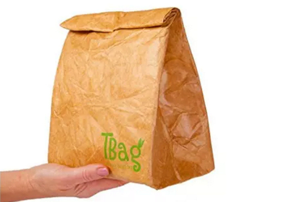 Top quality recycled brown washable tyvek paper lunch bag lightweight environmental insulated cooler bag