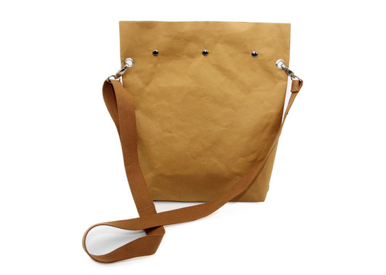Custom Brown Kraft Paper Washable Shoulder Bag Casual Eco Friendly No Zipper For Men