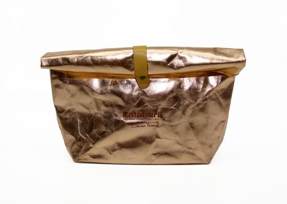 OEM New Design Rose Makeup Cosmetic Bag Gold Kraft Cosmetic Bag Metal Button Closing