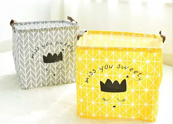 Promotion Big Size Kraft Paper Storage Bags Hamper Basket Canvas With Printing