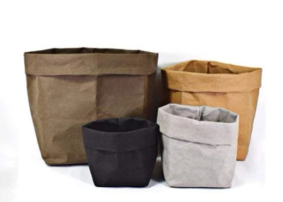 Recycled Kraft Paper Storage Bags Grocery Toys Washable Paper Storage Bags