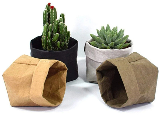Recycled Kraft Paper Storage Bags Grocery Toys Washable Paper Storage Bags