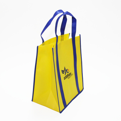 Seaming Customized Non Woven Shopping Bag , Laminated Non Woven Tote Bag Yello