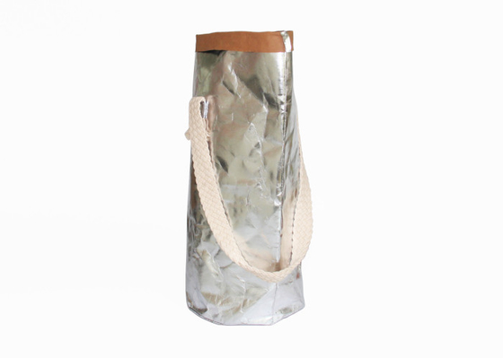 Custom tear resistance waterproof  kraft paper ice bottle bag metallic washable wine cooler bag for beer