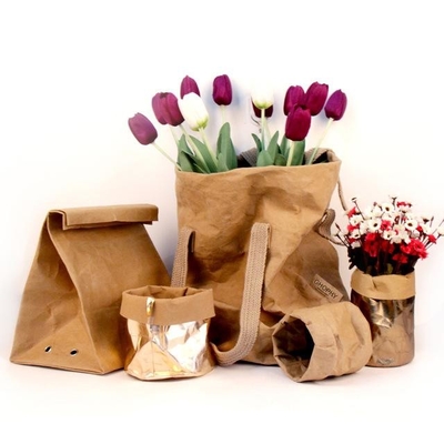 Washable Kraft Paper Storage Bags Home Garden Decoration Custom Size For Plant