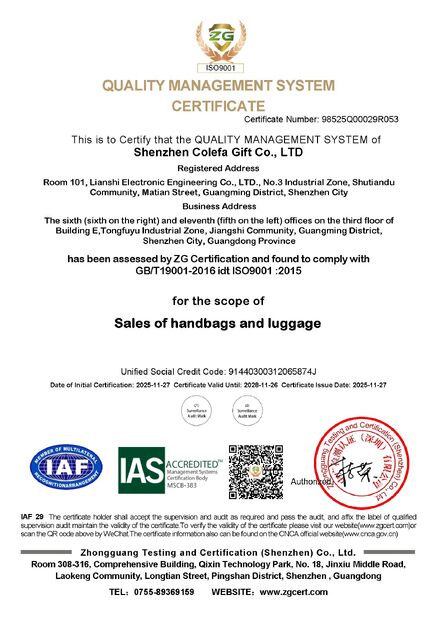 china Shenzhen Colefa Gift Co., Ltd. certification